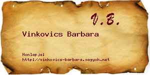 Vinkovics Barbara névjegykártya